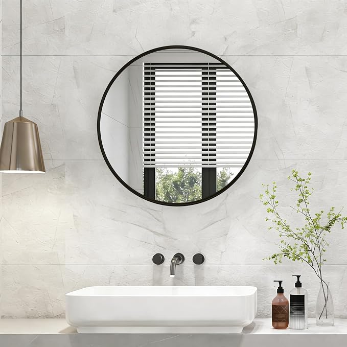 NEWBULIG 24 Inch Round Wall Mirror, Bathroom Mirror - Image 7