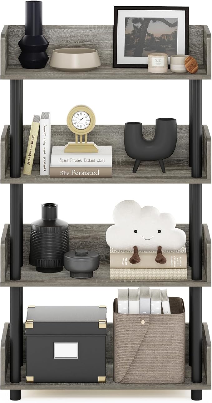 Furinno TURN-N-TUBE 4-Tier Display Shelf, Storage Shelves, Book Shelf, Open - Image 4