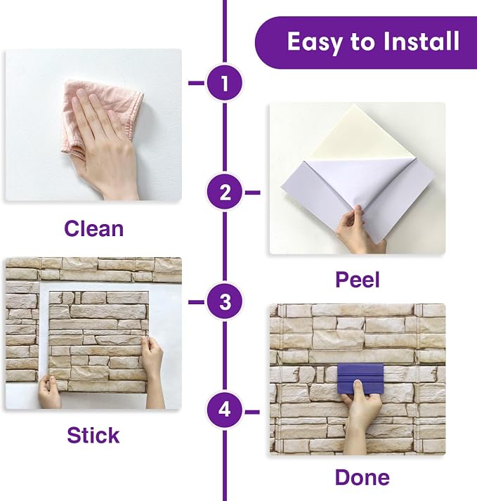 3D Peel and Stick Faux Stone Wall Panels 11.8" x 11.8" 10-Pack, Stone-Look Wall - Image 6