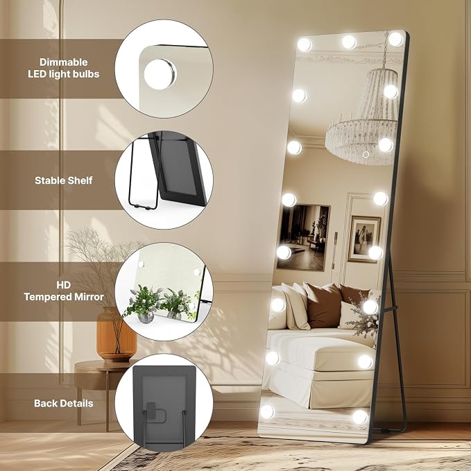 Kosmonia 56x18 Hollywood Full Length Mirror - Image 5