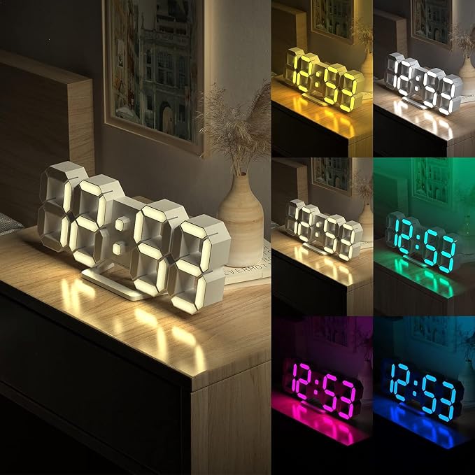 3D LED Digital Wall Clock 9.7" RGB Neon Alarm Clock, Large Display Desk/Wall - Image 6