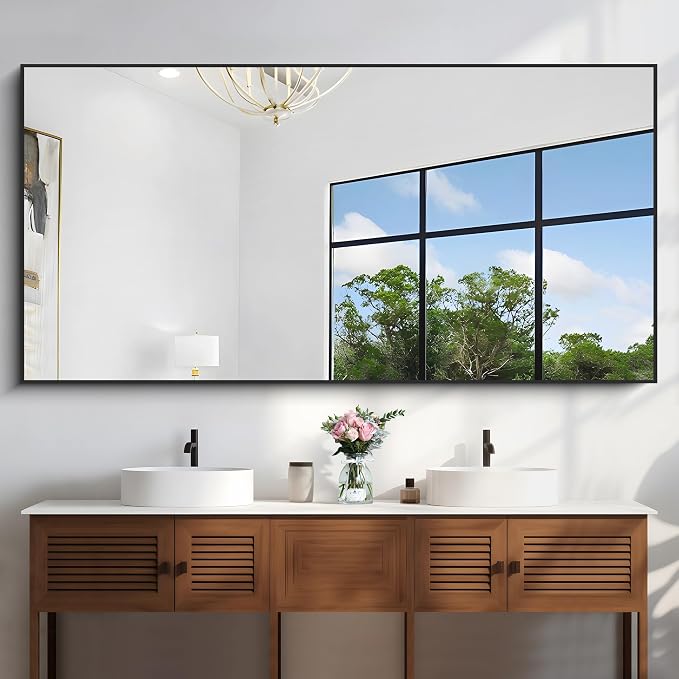 KOCUUY Black Bathroom Mirrors for Wall, 72x36 Large Rectangle Mirrors for - Image 4