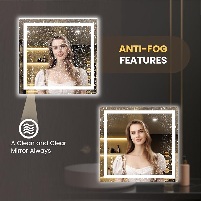 LOAAO 36"x34" LED Bathroom Mirror - Image 4