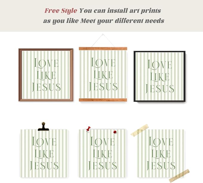 LARTSFRO Coquette Sage Green Bow Jesus Wall Art Decor Posters, Inspirational - Image 4