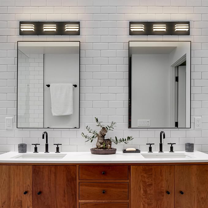 Black Vanity Lights for Bathroom Light Fixtures Adjust 3 Colors Modern Bath - Image 8