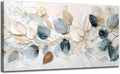 Large Living Eucalyptus Leaf Canvas Wall Art Teal White Botanical Abstract by TXNXFKSUWallArt