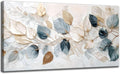 Large Living Eucalyptus Leaf Canvas Wall Art Teal White Botanical Abstract by TXNXFKSUWallArt