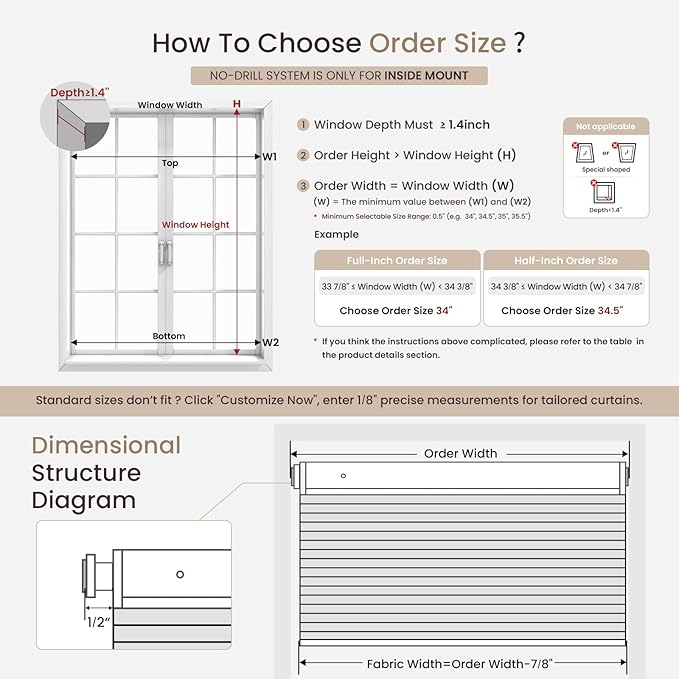 Grandekor No Tools No Drill Cordless Cellular Shades, 33.5" W × 64" H, Light - Image 2