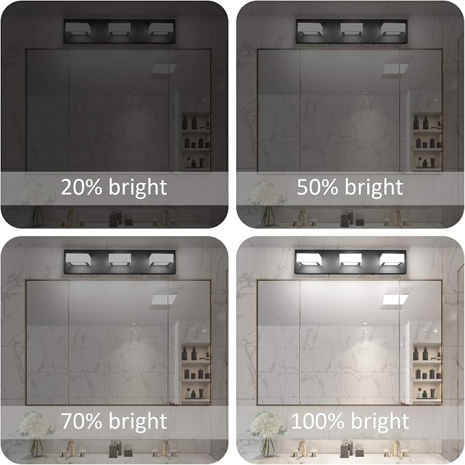 Ralbay 3 Light Dimmable Bathroom Vanity Light LED Modern Matte Black Vanity - Image 5