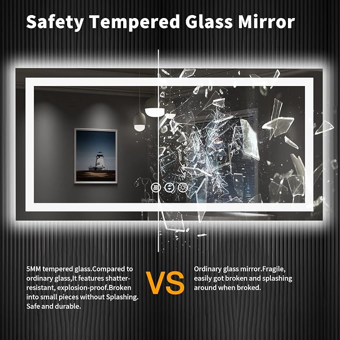 LOAAO 55X30 LED Bathroom Mirror - Image 8