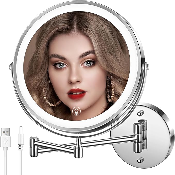 MNIENT Wall Mounted Lighted Makeup Mirror, 3 Colors Led Vanity Mirror by MNIENT
