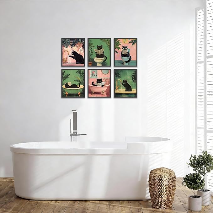KBKBART Funny Cat Bathroom Wall Art Prints Poster, 8x10 inches - Image 5
