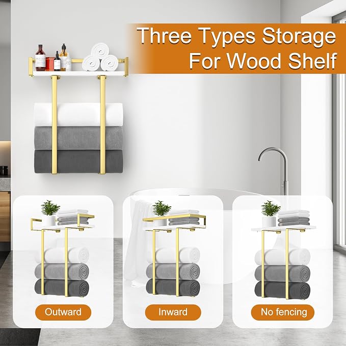 Towel Racks for Bathroom Wall Mounted, Metal Towel Holder - Image 5