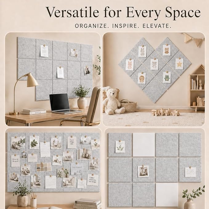 Large Cork Boards for Walls – 36" x 24" Self Adhesive Felt Wall Tiles - Image 6