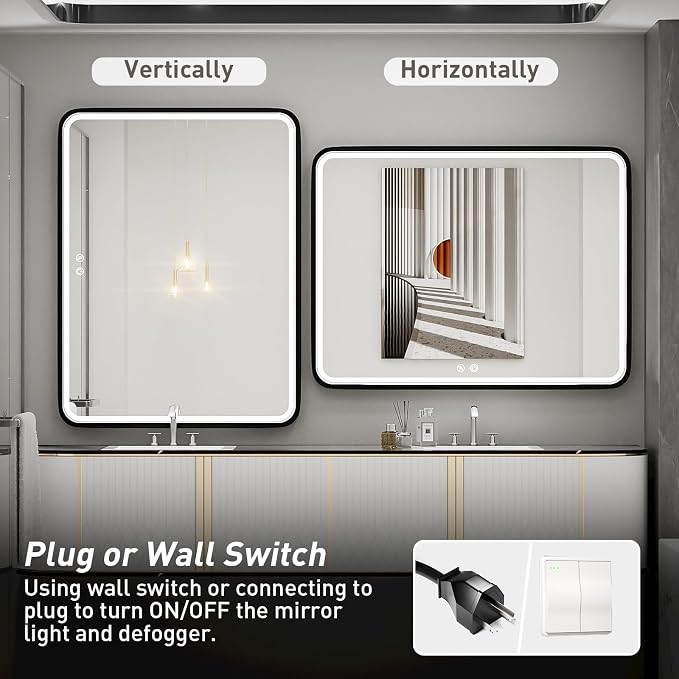 40X30 Inch Black Bathroom Mirror - Image 7