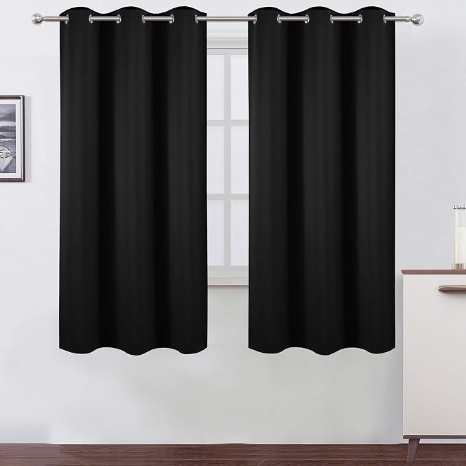 LEMOMO Black Blackout Curtains 34 x 63 Inch Length/Set of 2 Curtain by Lemomo