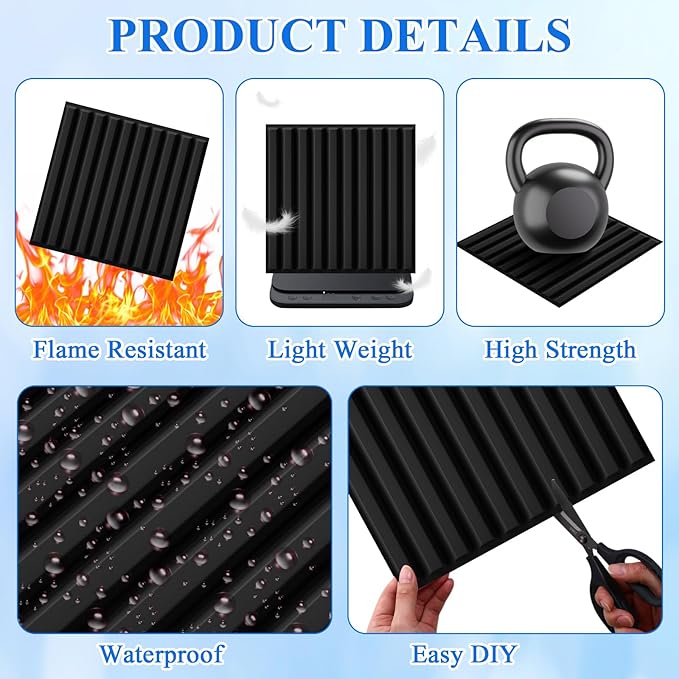 Nuanchu 120 Pcs 3D Slat Wall Panels, Paintable Waterproof Textured Tiles - Image 3