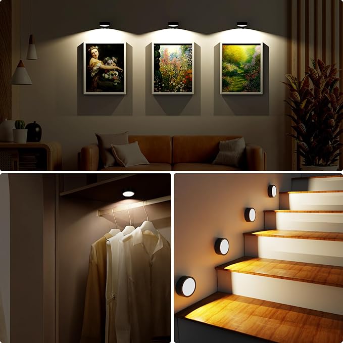 3 Pack Picture Lights for Wall, 13 RGB Color Rechargeable Battery Operated wall - Image 8