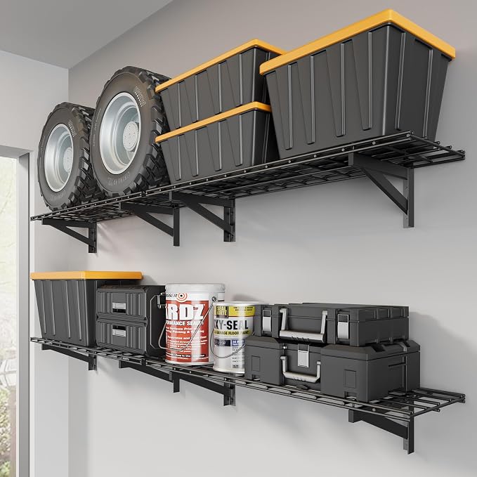 Jusgym 4 Pack Heavy Duty Garage Wall Shelving Set, Wall Mounted Garage Shelves by Jusgym