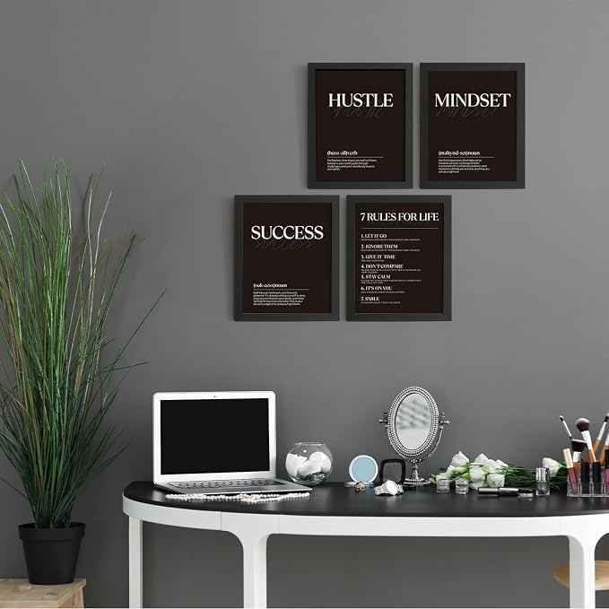 DSHFG Black Motivational Office Pictures Wall Decor Prints Set of 4, 8x10 - Image 4