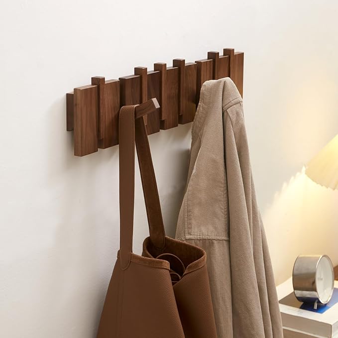 QUELLANCE Wood Coat Rack Wall Mount, Coat Hooks Hanger Wall Mounted, Heavy Duty - Image 7