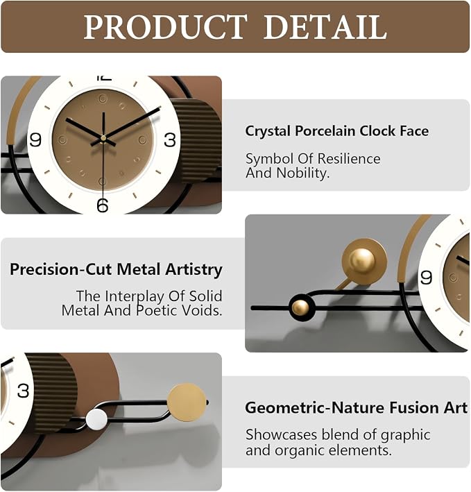 Modern Wall Clock for Living Room/Office Decor, Large Decorative Wall Clock - Image 2