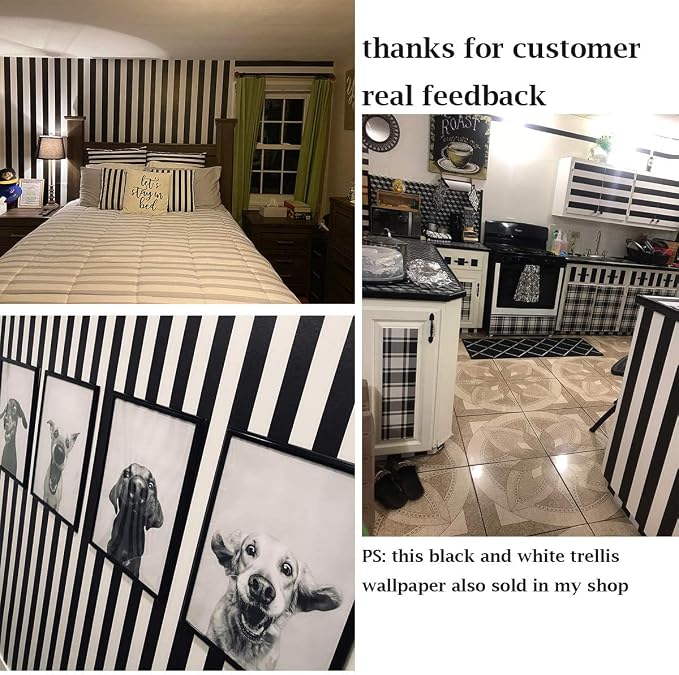 Guvana 197"x17.7" Black and White Stripe Contact Paper Peel and Stick Wallpaper - Image 5