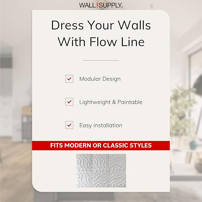 Wall!Supply - 3D Wall Panels – Flow Line White Wall Covering - Lightweight - Image 3