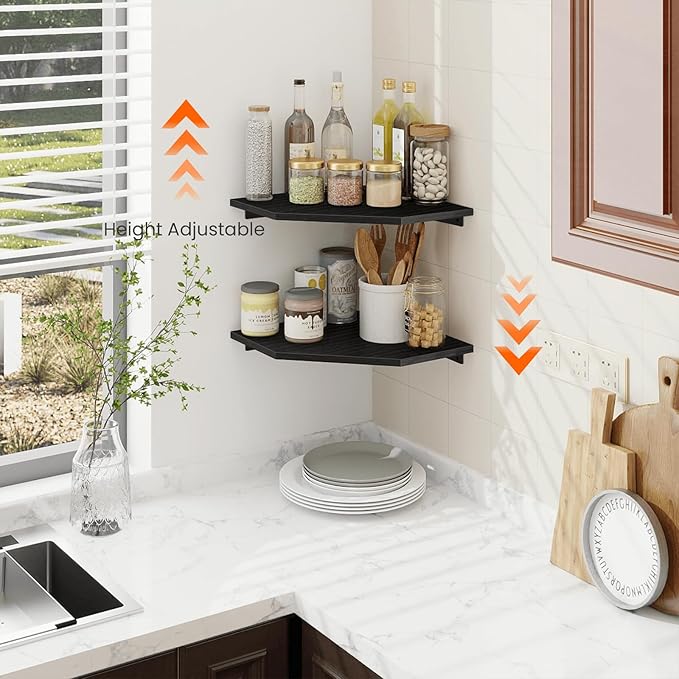 Homode Corner Shelf Wall Mount, Cable Box, Wood Hanging Storage Shelf Organizer - Image 6