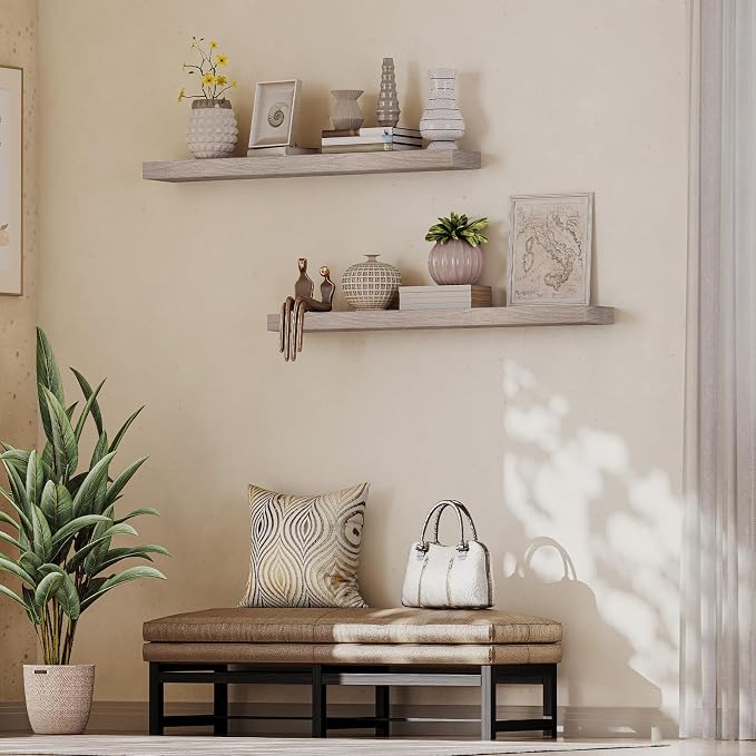 HOOBRO Floating Shelves for Wall, Wall Mounted Shelf Set of 2, 47.2" Hanging - Image 8