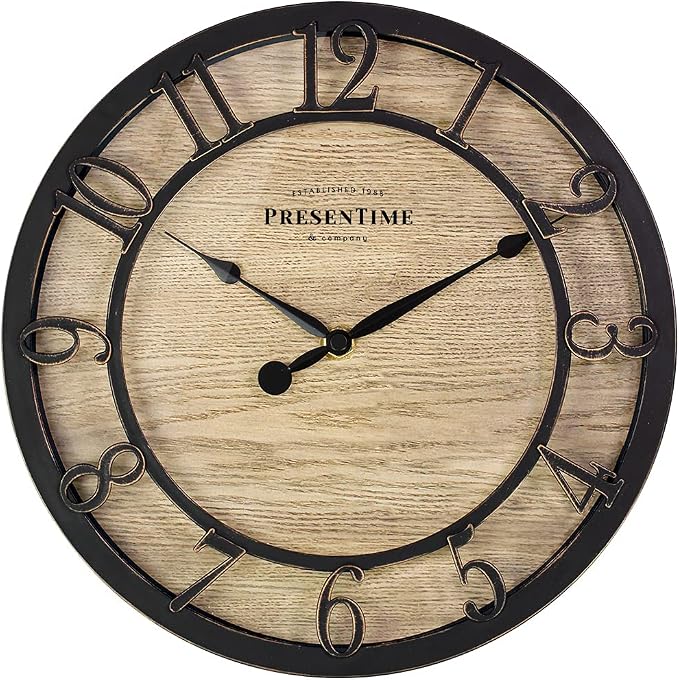 Presentime & Co 10" Farmhouse Series Wall Clock, Cottage Style, Vintage Design by Presentime