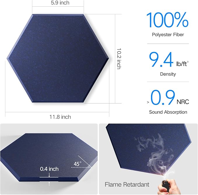 12 Pack Self-Adhesive Acoustic Panels 12" X 10" X 0.4" - Image 3