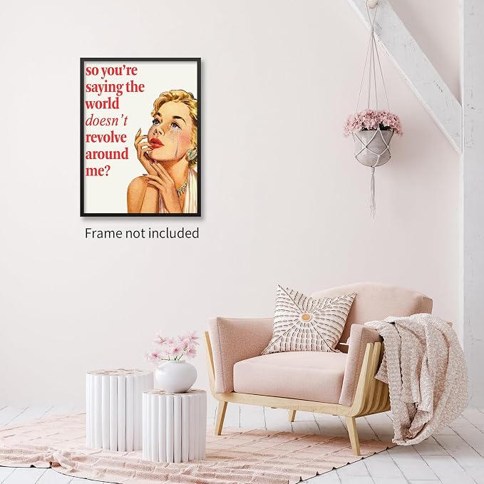 noxozoqm 70s Pink Sexy Women Poster Funky Funny Quote Wall Art Retro Housewife - Image 4