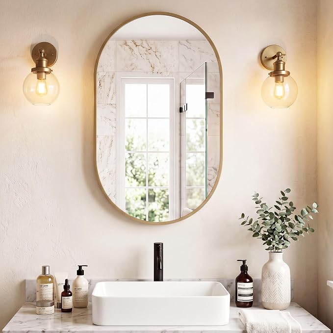 Sweetcrispy 20" x 30" Gold Bathroom Mirror by Sweetcrispy