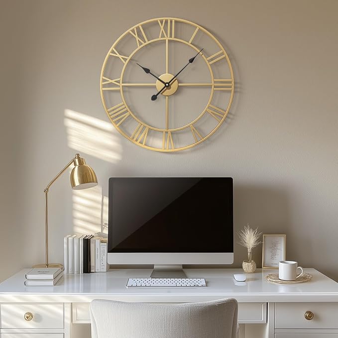 Cuspin 24 Inch Large Wall Clock, Silent Non Ticking Battery-Operated Metal - Image 2