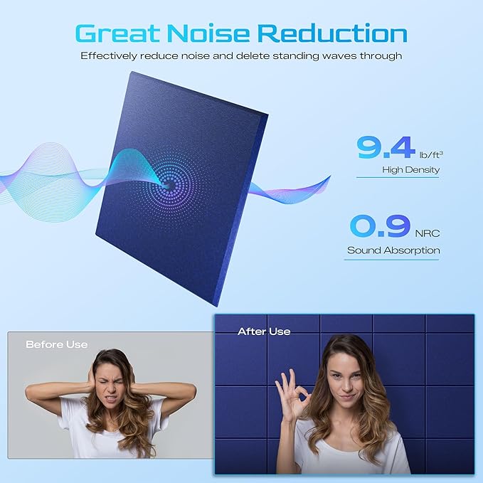 22 Pack Self-Adhesive Acoustic Panels, Soundproof Wall Panels - Image 3