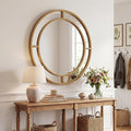 Tangkula 28" Gold Round Wall Mirror, Circle Decorative Modern by TANGKULA