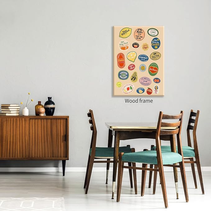 Framed Canvas Wall Art Posters Trendy Kitchen Vintage Fruit Market Pictures - Image 6