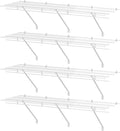 HAUSHOF Closet Shelves Wall Mounted 4-Pack, 4ft x 16in White Metal Wire Shelving by HAUSHOF