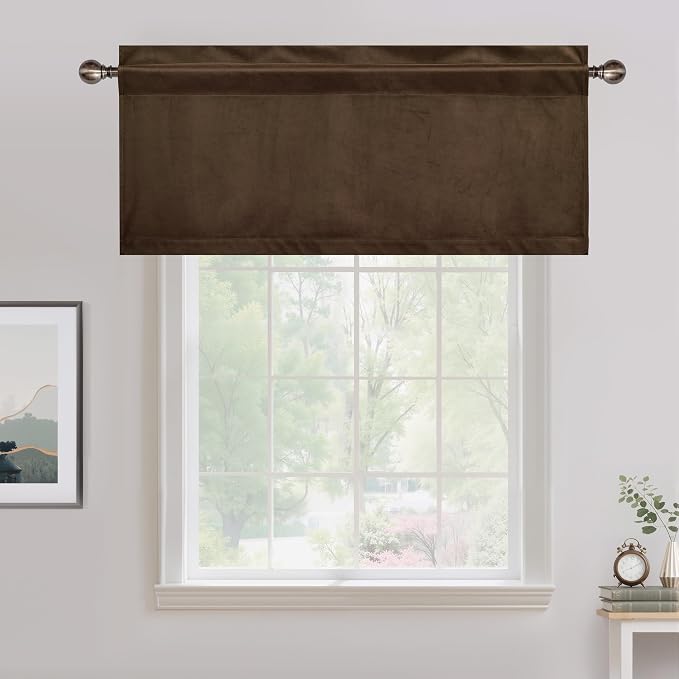 NICETOWN Brown Velvet Valance Curtains - Image 6