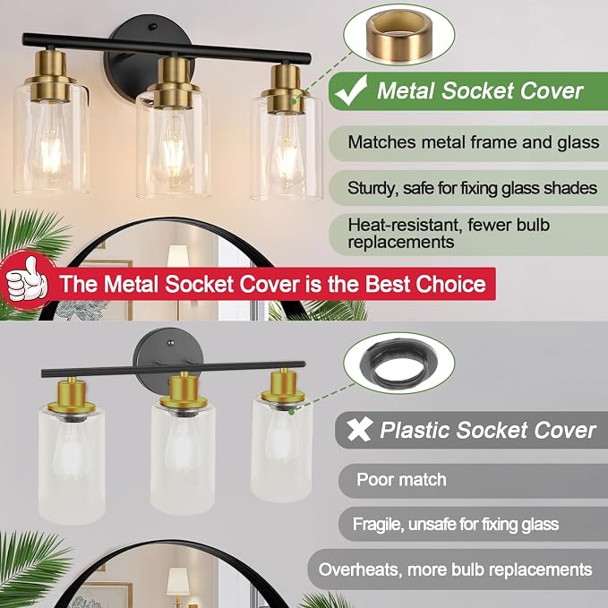 Zarbitta 3-Light Bathroom Light Fixtures, Modern Vanity Light - Image 6