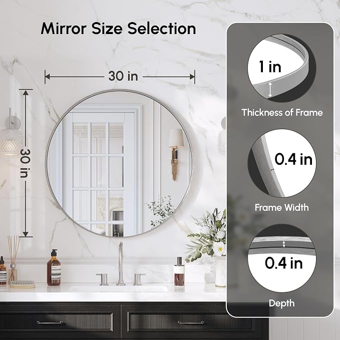 USHOWER Brushed Nickel Bathroom Mirrors - Image 4