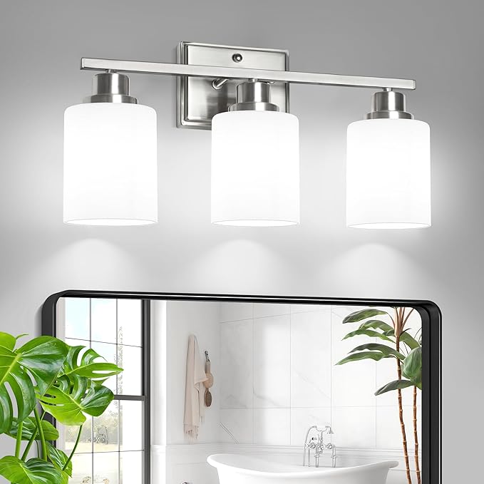 Unicozin 3-Light Bathroom Light Fixtures, Modern Brushed Nickel Vanity Light by Unicozin