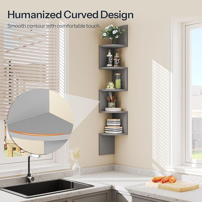 HOOBRO Corner Shelf Wall-Mounted, 5-Tier Bookshelves - Image 5