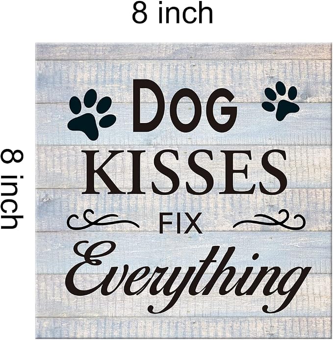 Funny Farmhouse Dog Canvas Wall Art Decor Dog Kisses Fix Everything Rustic Sign - Image 2