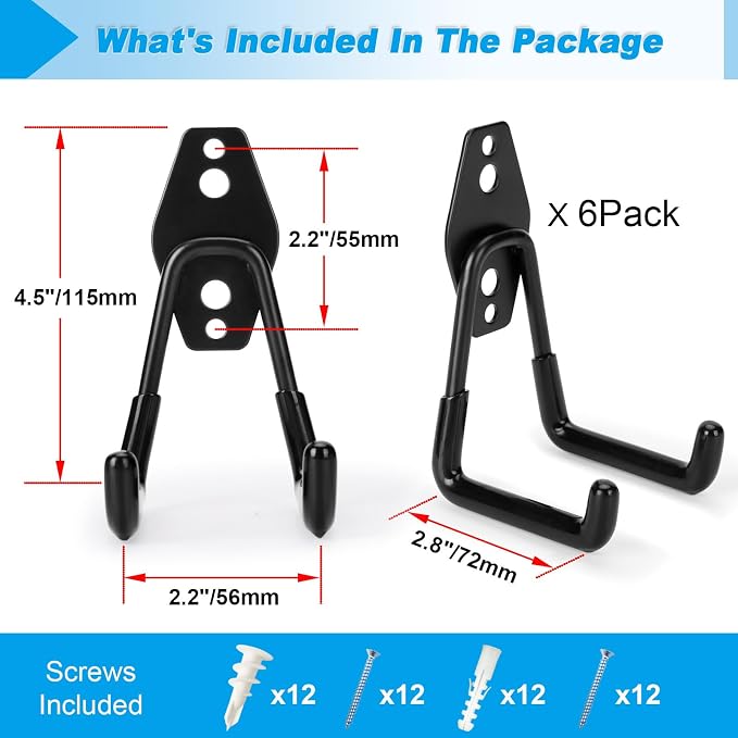 6 Pack Garage Hooks Heavy Duty - Image 2