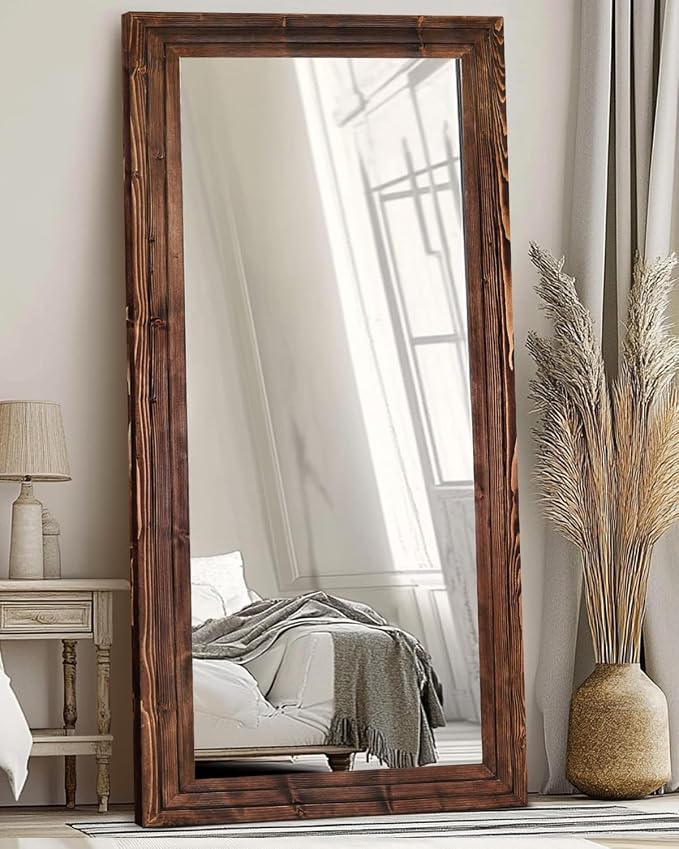 Full Length Mirror 76"x34" Solid Wood Frame Floor Large Mirror - Image 6
