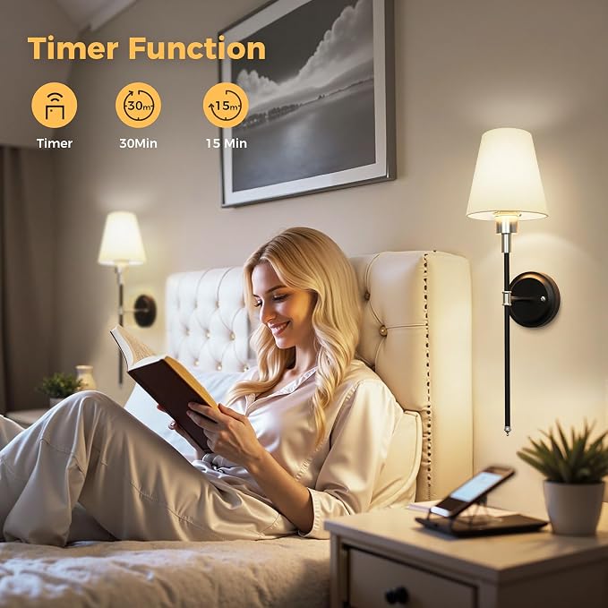 DORESshop Battery Operated Wall Sconce Set of 2, Wireless Wall Light Easy to - Image 5