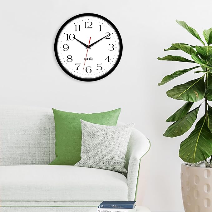 HIPPIH 2 Pack Silent Wall Clock, 10 Inch Non Ticking Quiet Digital Sweep - Image 6