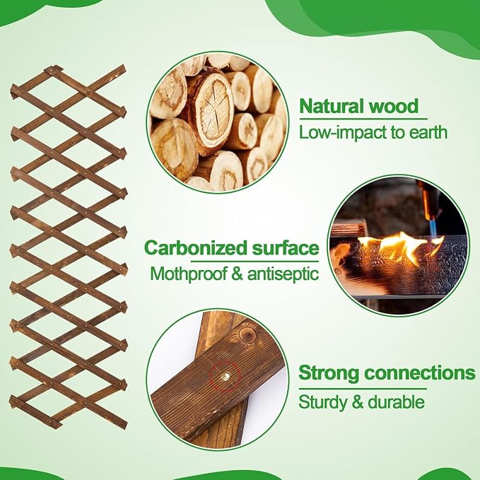 4Packs 13x78in Expandable Wood Wall Trellis - Image 3